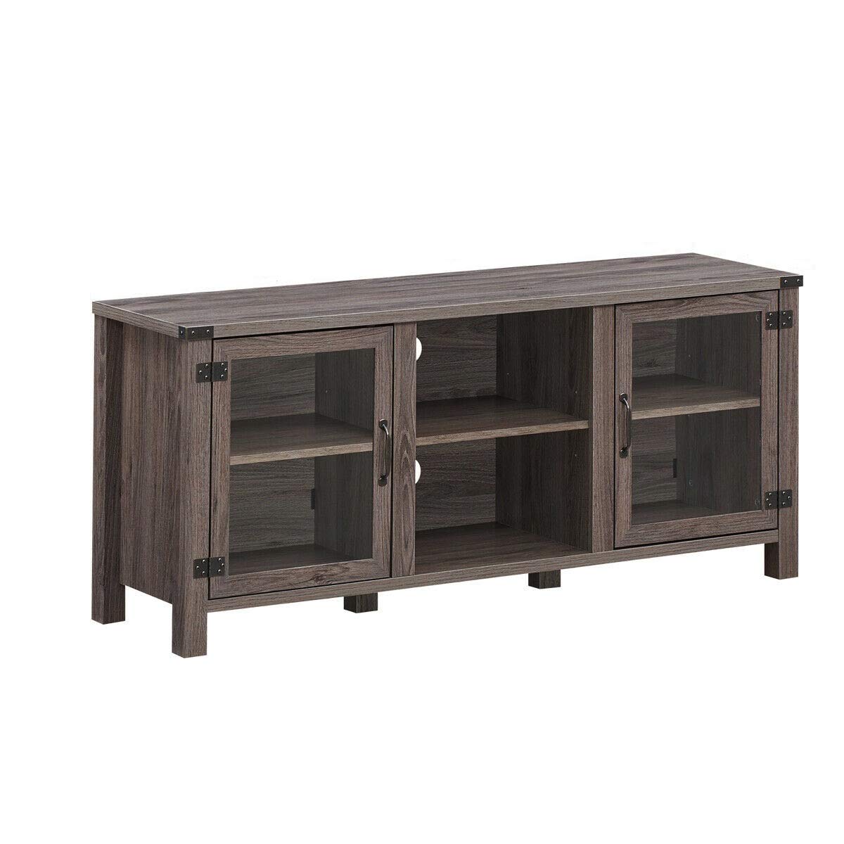 Modern TV Stand with 2-Tier Shelves & Large Cabinets - Entertainment Center for 65 Inch Flat Screen TV | Ample Storage Space, Cable Management & Wooden Legs | Perfect for Living Room, Home Theater & Family Entertainment Areas