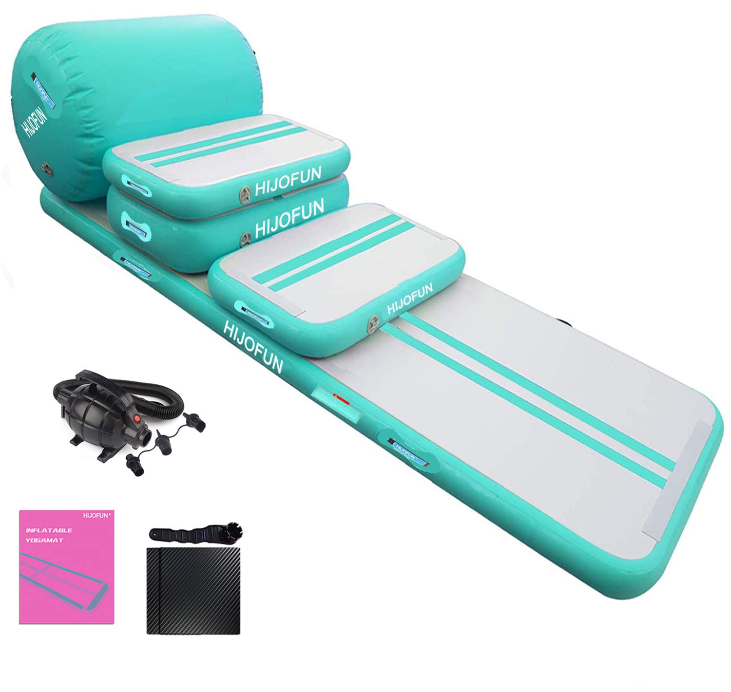 Premium Inflatable Air Tumbling Track 5pc Set with 650W Electric Pump - Gymnastics Mat for Home, Gym, Yoga, Training | Kids Cheerleading Equipment | Outdoor, Pool & Beach Play | Perfect for Backyard, Sports Practice & Water Activities