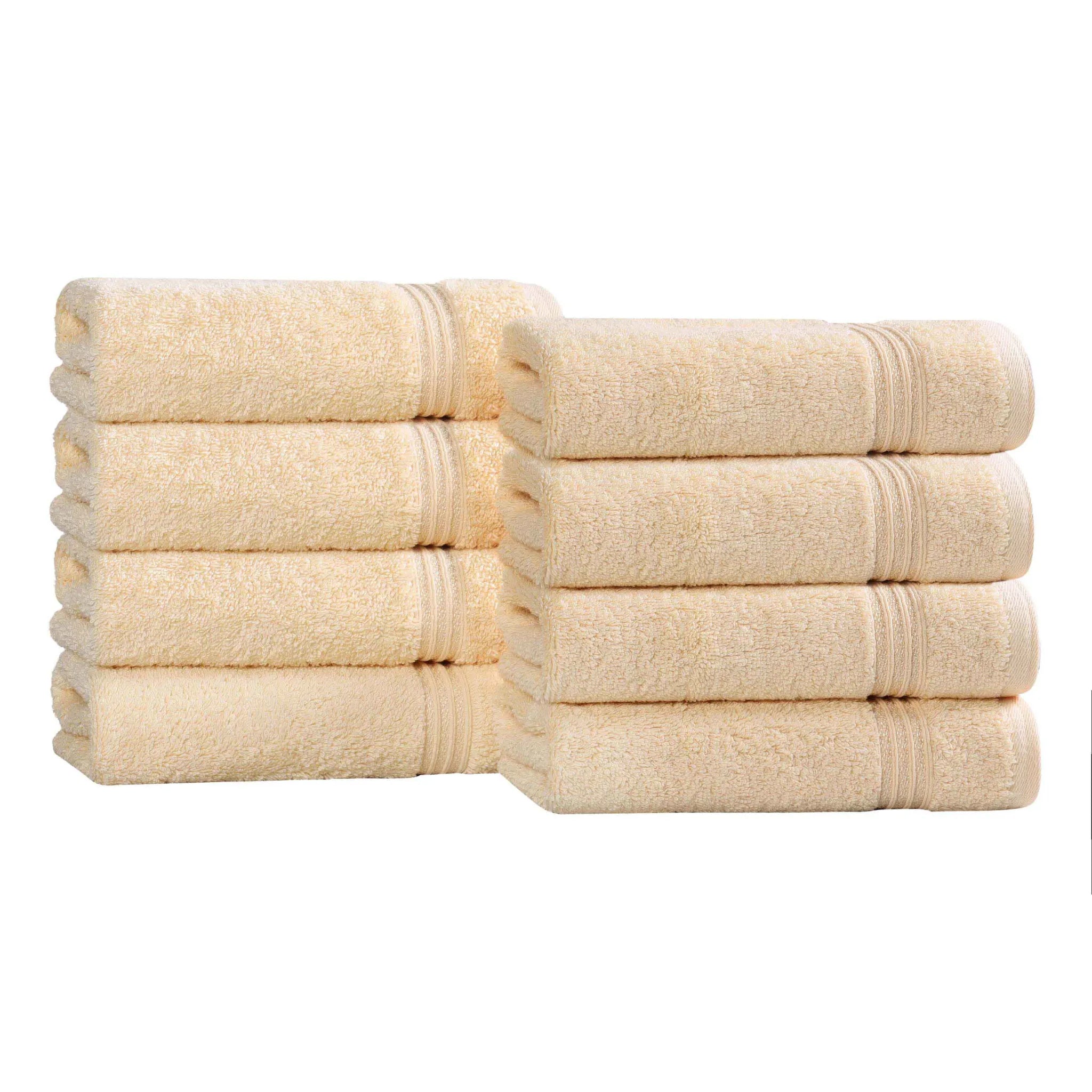 Premium 100% Egyptian Cotton Plush Hand Towels - Ultra Soft & Absorbent Bath Towel Set of 8 for Bathroom, Kitchen & Spa Luxury (24x16 Inches)