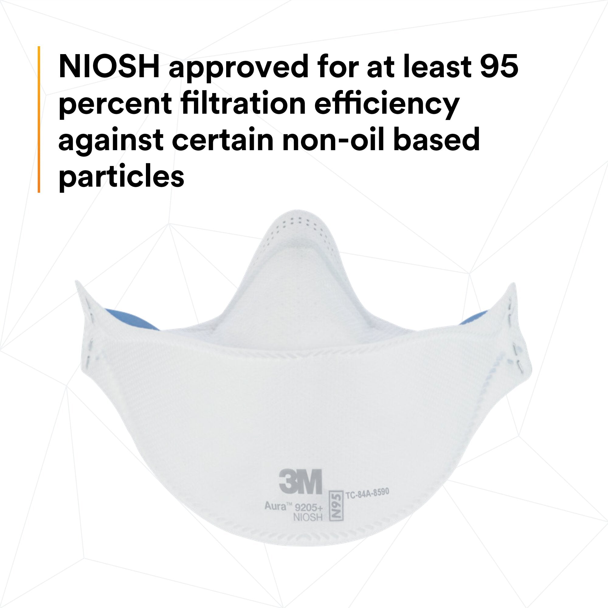 3M Aura Particulate Respirator 9205+ N95 Masks - 20 Pack, NIOSH Certified for Dust, Pollen & Air Pollution Protection - Ideal for Construction, Woodworking & Allergy Season
