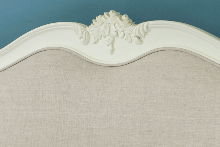 Hand Carved Solid Wooden Upholstered Bed Frame - Queen Size Luxury Bedroom Furniture for Master Bedroom & Guest Room