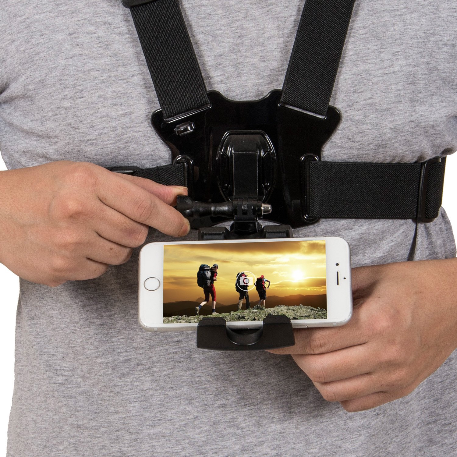 Coreal Adjustable Chest Mount Harness for Smartphones & Action Cameras - Compatible with iPhone, Samsung, GoPro - Perfect for Hiking, Vlogging & Hands-Free Recording