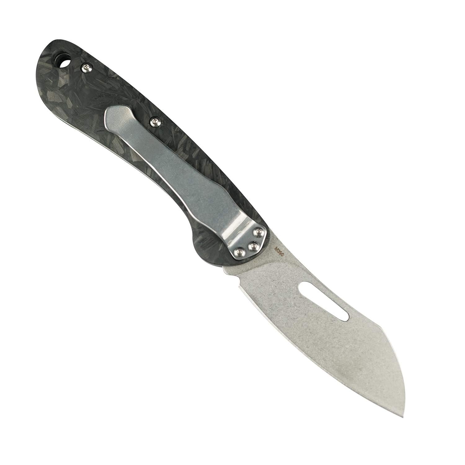 Premium M390 Powder Steel Folding Knife - Glow in The Dark Handle, Carbon Fiber Design with Pocket Clip & Lanyard Hole - Perfect for Camping, Hiking, Hunting, Fishing & Everyday Carry (EDC)
