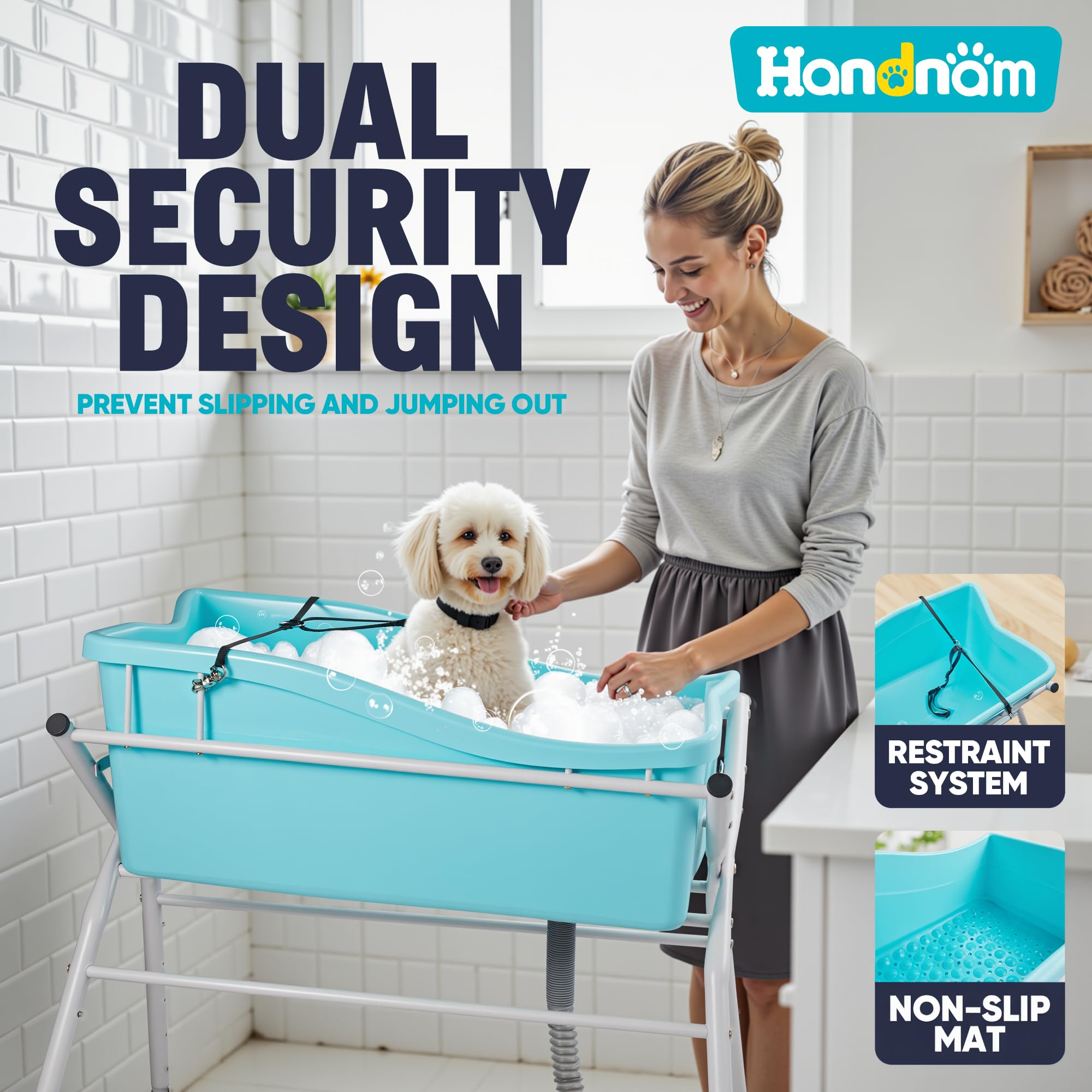 **Portable Foldable Dog Bath Tub - Adjustable Height Pet Washing Station for Small & Medium Dogs - Indoor & Outdoor Use - Perfect for Shower, Grooming & Travel (Patent Design)**