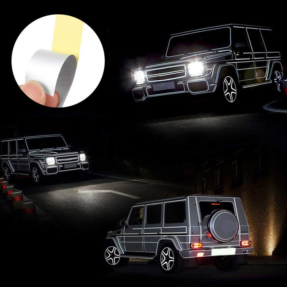 MACHSWON Reflective Tape for Cars & Motorcycles - Self-Adhesive Waterproof Night Safety Stripes, Decorative Stickers for Vehicle Body & Bike Customization - Perfect for Night Driving, Road Safety & Automotive Styling