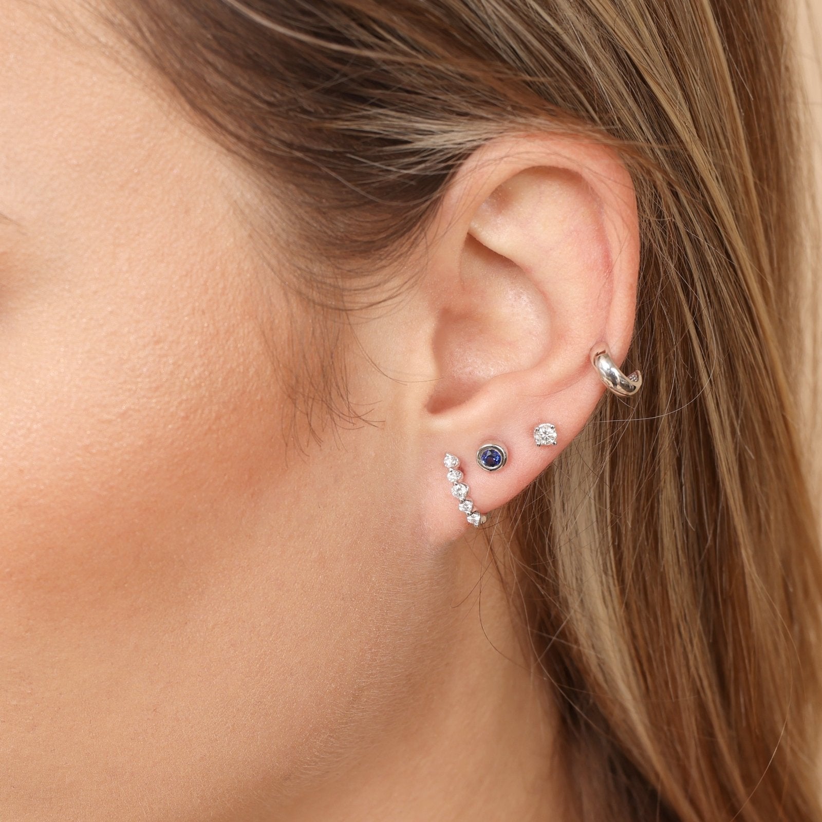 14k White Gold Bubble Hoop Illusion Ear Cuff Earrings - Minimalist Cartilage Earrings for Women, Perfect for Parties, Weddings & Everyday Wear
