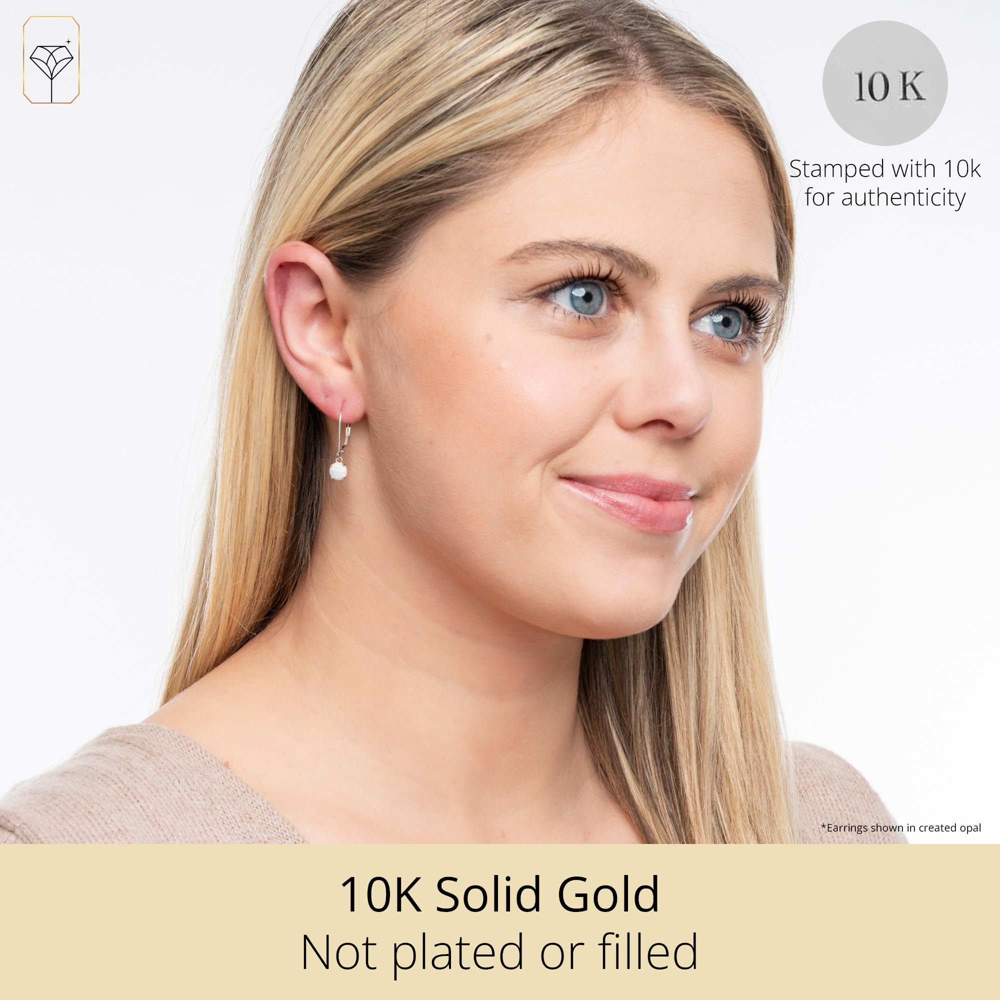 10K Yellow Gold 6mm Round Birthstone Dangle Earrings for Women with Secure Leverback Closures - Perfect for Birthdays, Anniversaries & Special Occasions | MAX + STONE
