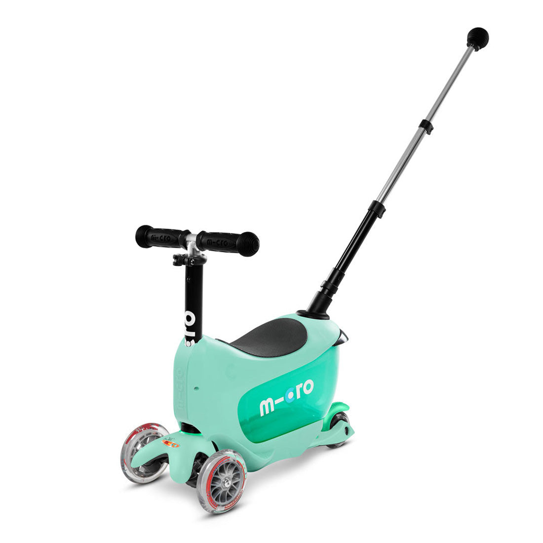 Micro Mini 2Go Deluxe Plus 3 Wheel Scooter for Kids - Lightweight Foldable Kick Scooter with Adjustable Handlebar, Mint Green - Perfect for Commuting, Park Rides & Neighborhood Fun