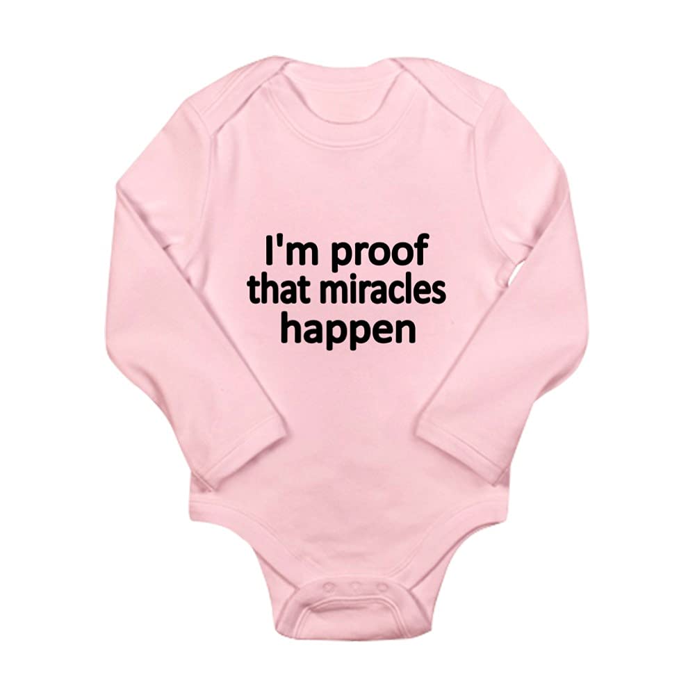 IM Proof That Miracles Happen Baby Bodysuit - Cute Infant Onesie for Boys & Girls - Soft Cotton Newborn Outfit for Church, Baptism & Family Photos
