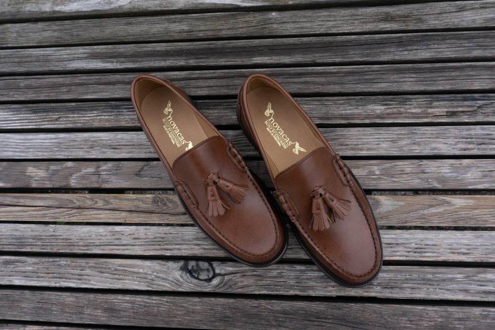 Novacas Genuine Leather Tan Finn Loafer Shoes for Men - Comfortable & Stylish Slip-Ons for Casual Wear, Office & Travel