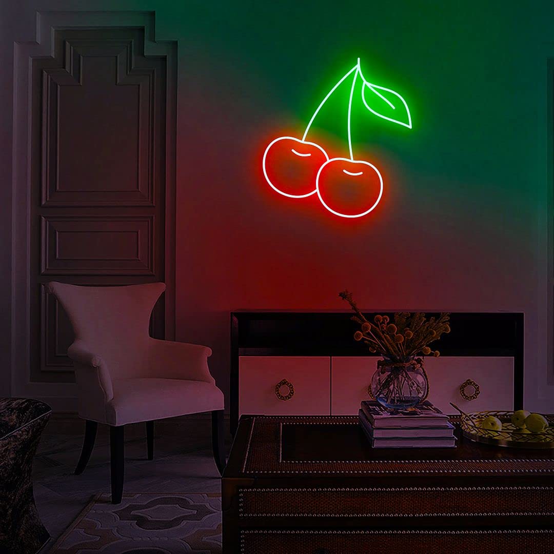 Cherry Neon Sign - Vibrant Wall Decor for Bedroom, Living Room & Party | Aesthetic LED Light for Home, Wedding & Event Decoration | Perfect for Bar, Cafe & Retail Store Ambiance