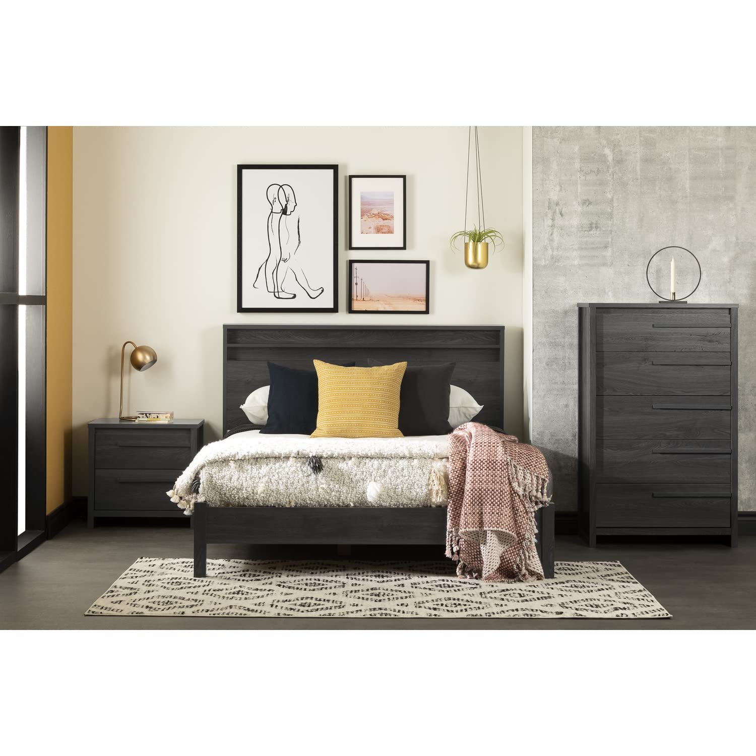 South Shore Tao 5-Drawer Dresser in Grey Oak with Wooden Handles - Modern Bedroom Storage Solution for Clothes, Accessories & Home Organization