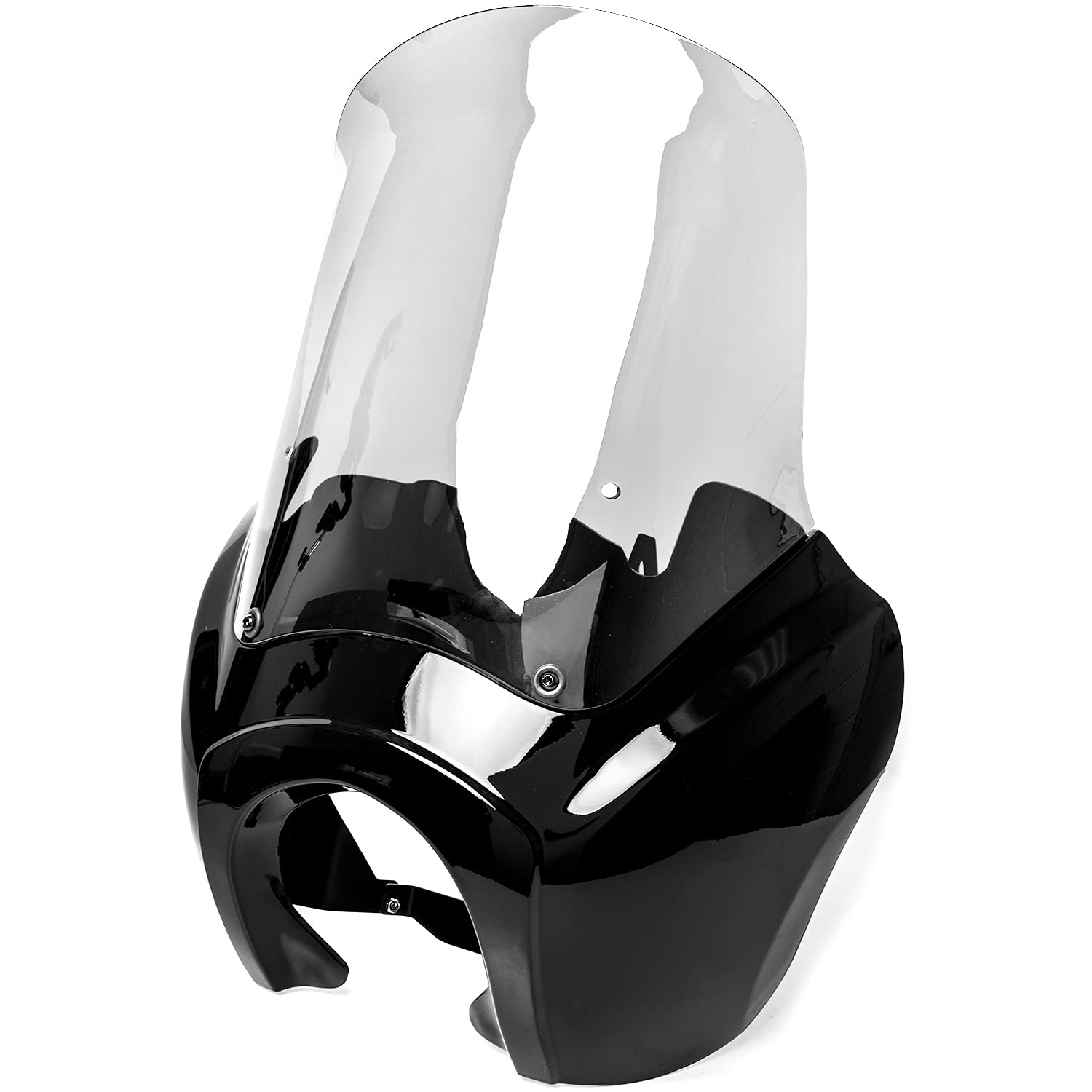 Krator Black & Clear Tall Fairing Windshield Club Style Kit for 2006-2017 Harley-Davidson Dyna Motorcycles - Wind Protection & Custom Look - Perfect for Long Rides & Highway Cruising