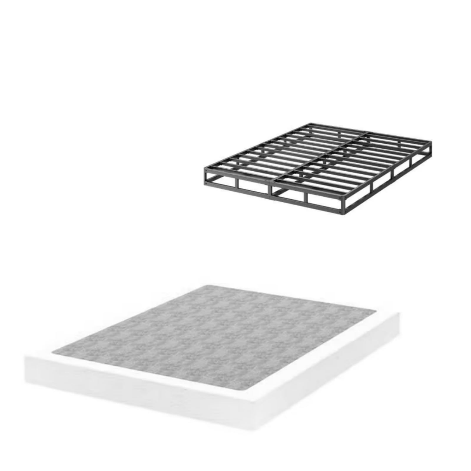 **4 Inch Queen Size Box Spring - Heavy Duty Metal Mattress Foundation with Fabric Cover - Easy Assembly & Squeak Resistant - Perfect for Bedroom, Guest Room, or Dorm**