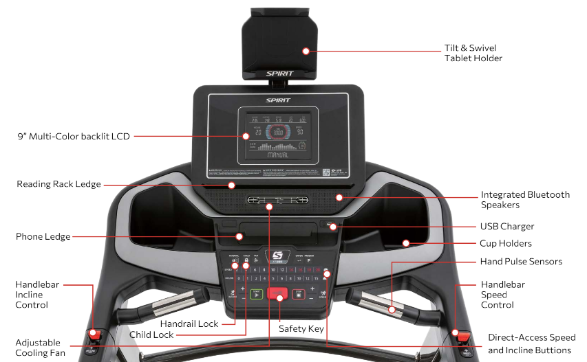 Spirit XT685V2 Treadmill - Premium Home Fitness Equipment for Running & Walking | Perfect for Home Gym, Cardio Workouts & Weight Loss Training
