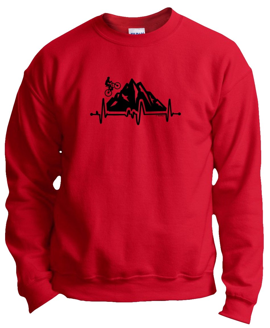 Cycling Gifts for Men & Women - Bike Heartbeat Mountain Biking Crewneck Sweatshirt - Perfect for Cyclists, Bikers & Outdoor Enthusiasts - Great for Riding, Commuting & Casual Wear