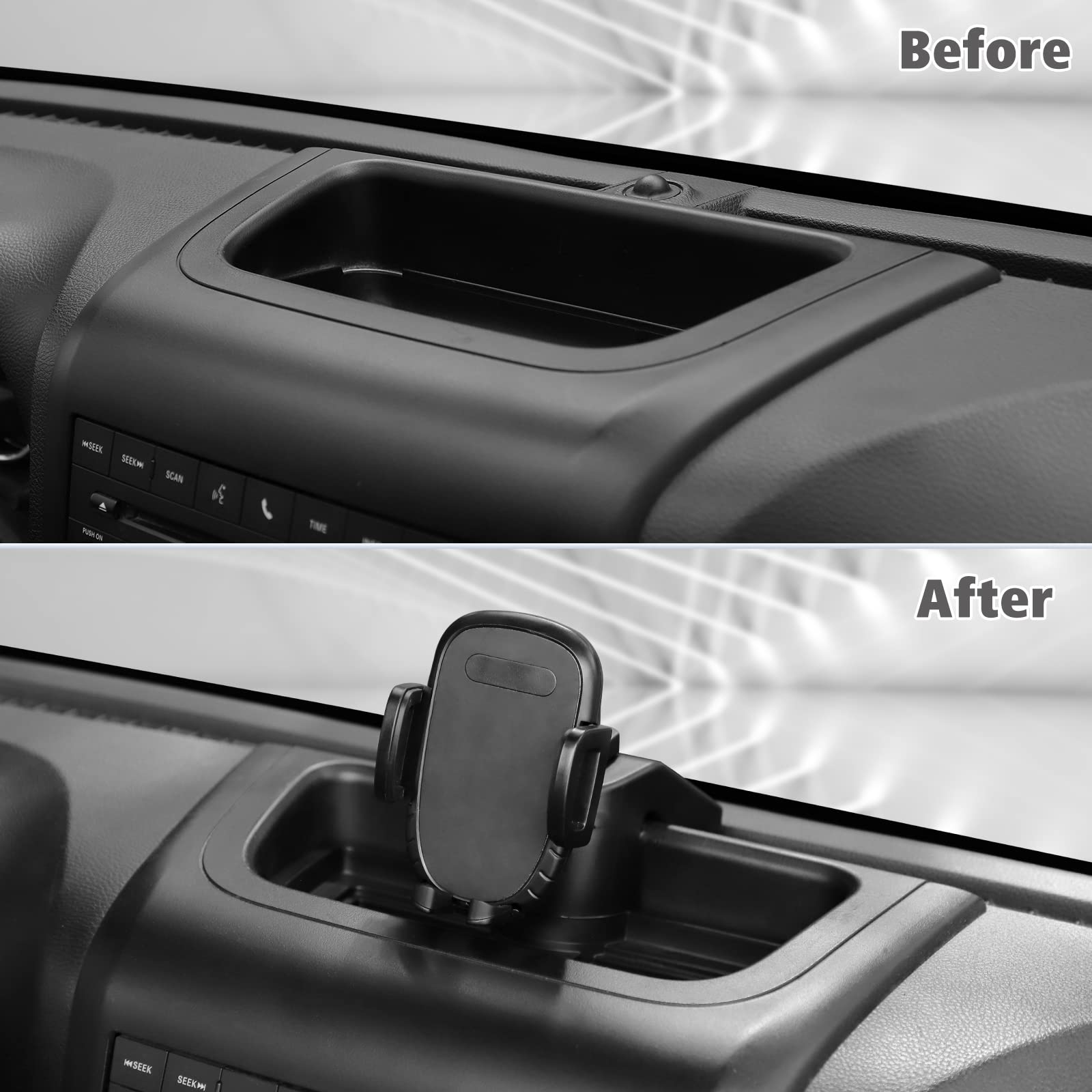 JeCar Upgraded Aluminum Alloy Phone Mount for Jeep Wrangler JK & JKU (2011-2018) - Secure Dash Cell Phone Holder, Interior Car Accessories - Perfect for Off-Road Adventures & Daily Commuting