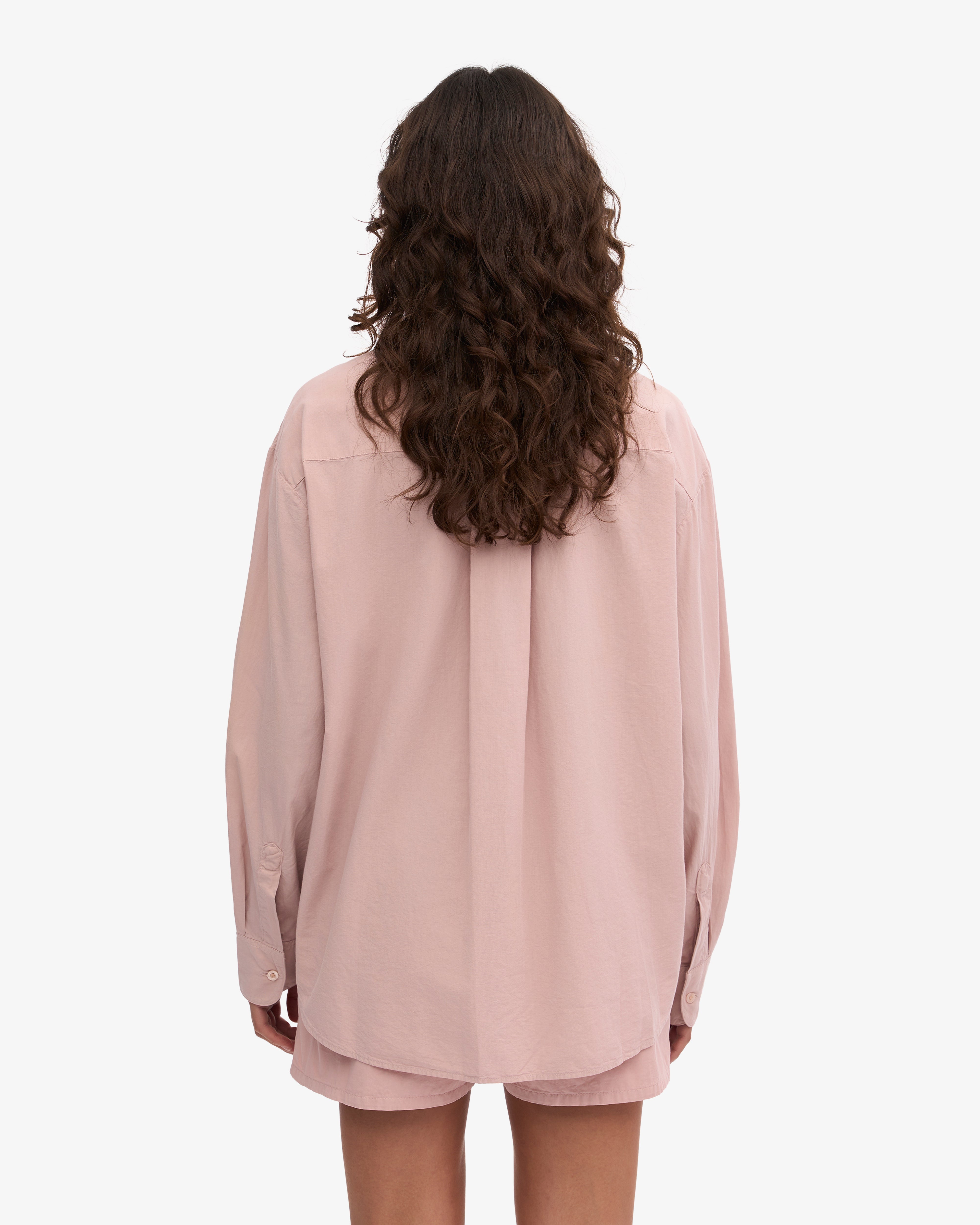Organic Oversized Shirt for Women - Soft Faded Pink Cotton Tunic Top - Casual Loose Fit Shirt for Everyday Wear, Street Style & Layering