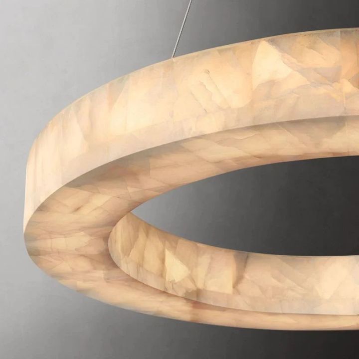Derive Calcite Round Chandelier - Modern Crystal Ceiling Light Fixture for Dining Room, Living Room & Bedroom Decor