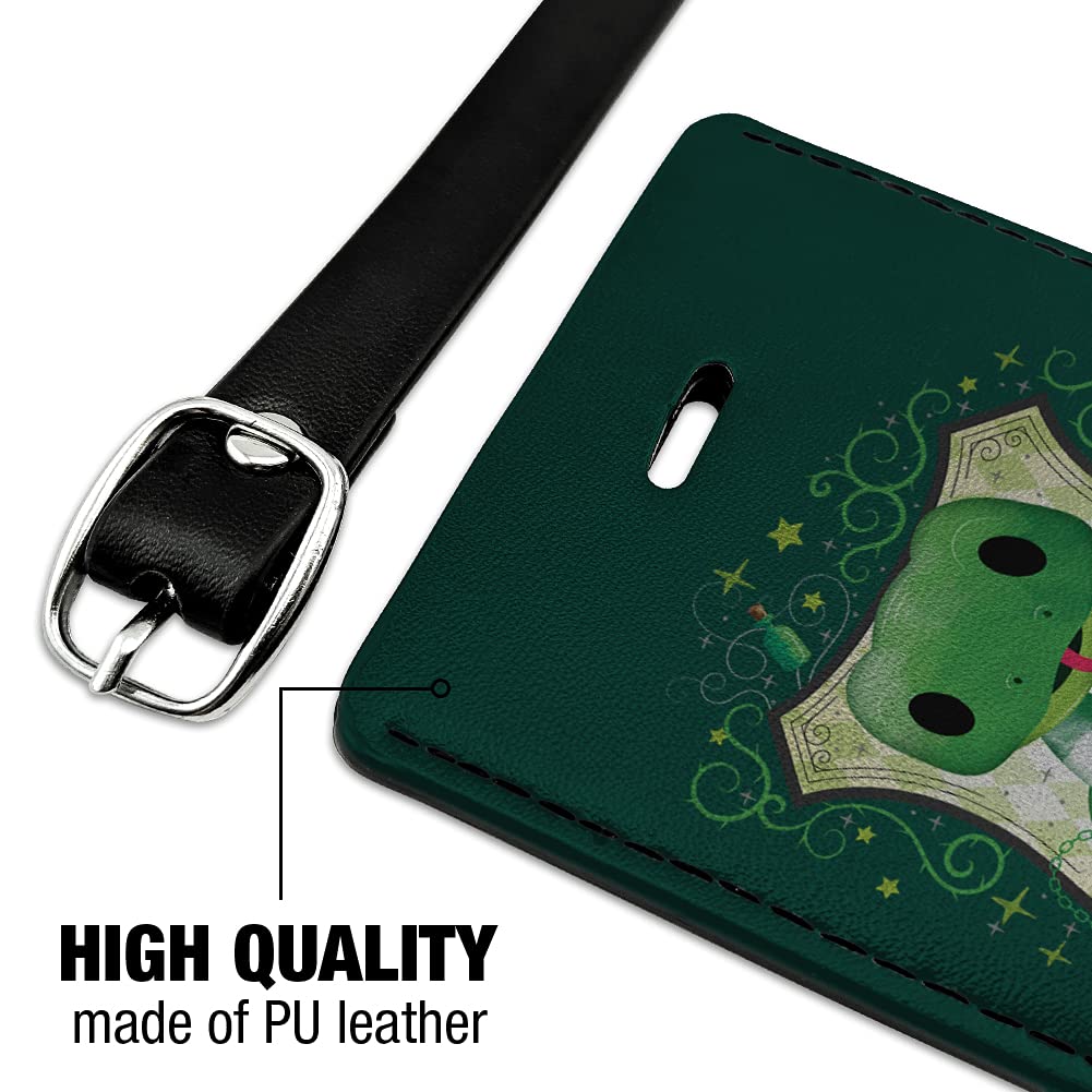 Harry Potter Slytherin Crest Leather Luggage Tag - Personalized ID Card Holder for Travel Bags, Suitcases & Backpacks - Perfect Gift for Fans & Travelers