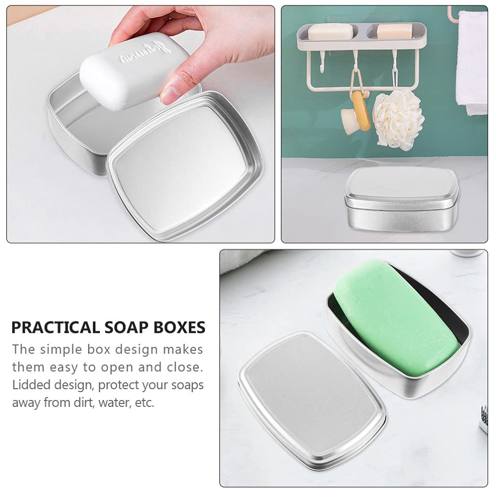 3-Pack Square Aluminum Soap Holder Boxes - Elegant Bathroom Soap Container, Travel Soap Case & Sink Organizer for Home, Hotel, Spa (Housewarming Gift Idea) - Perfect for Vanity, Guest Bath & Travel Toiletry Kit