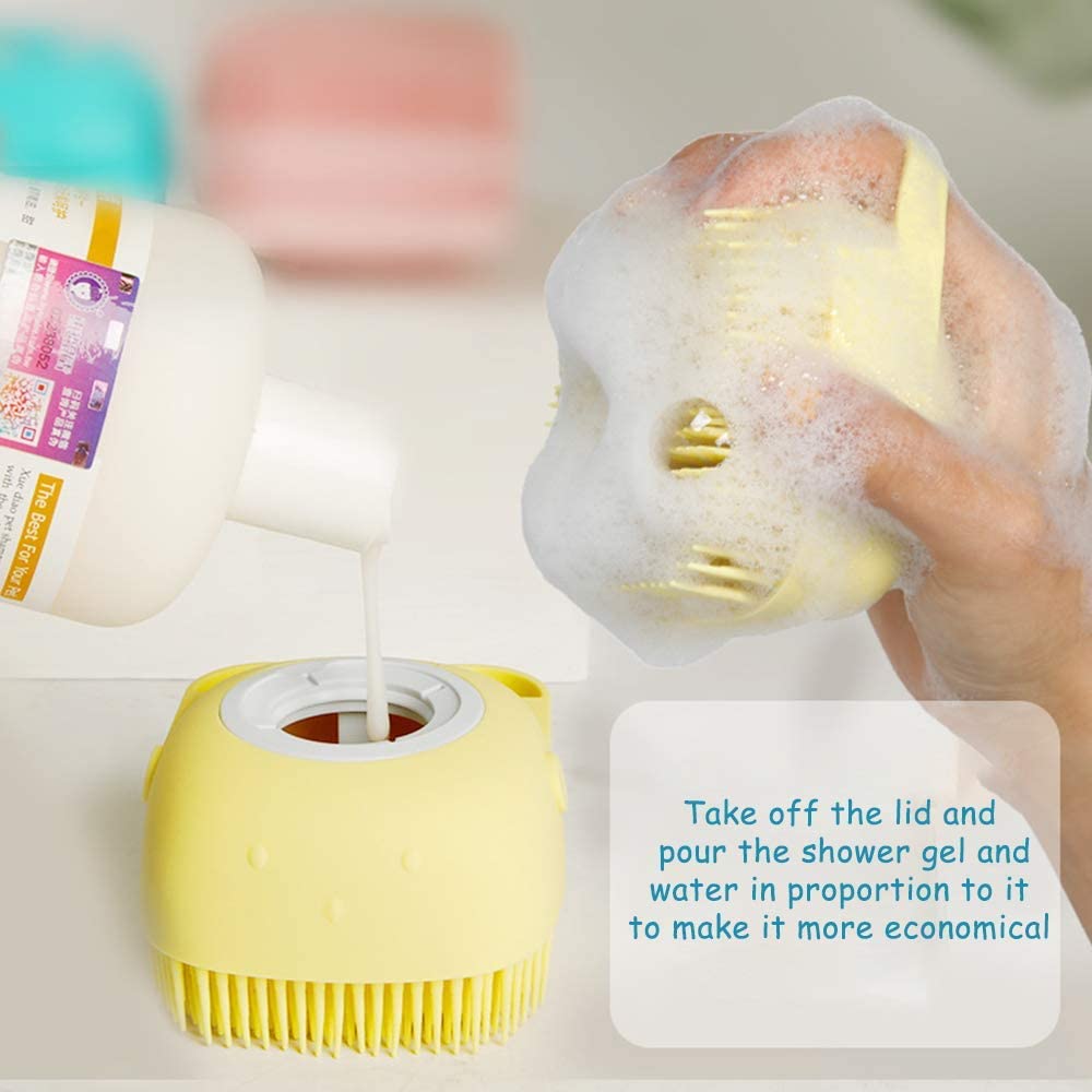KB Collection Silicone Massage Bath Brush with Soap Dispenser for Baby, Kids, Men & Women - Soft Shower Brush for Body, Face & Short Hair - Exfoliating Skin Scrubber & Massage Glove Loofah (Multipack) - Perfect for Gentle Cleansing, Spa Days & Family Bath Time