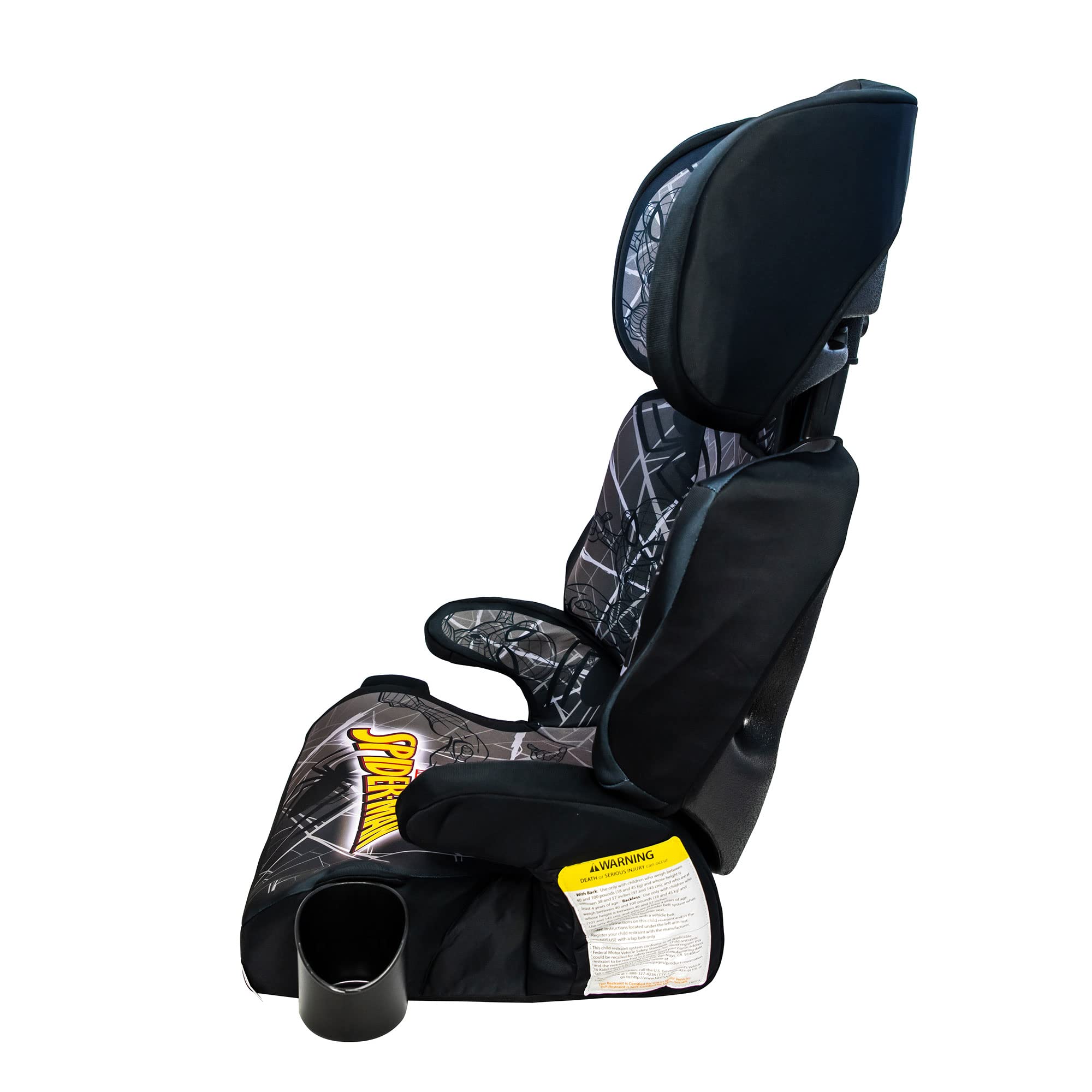 KidsEmbrace Marvel Spider-Man High Back Booster Car Seat - Grey Web Design | Safe & Comfortable for Toddlers | Perfect for Family Road Trips & Daily Commutes