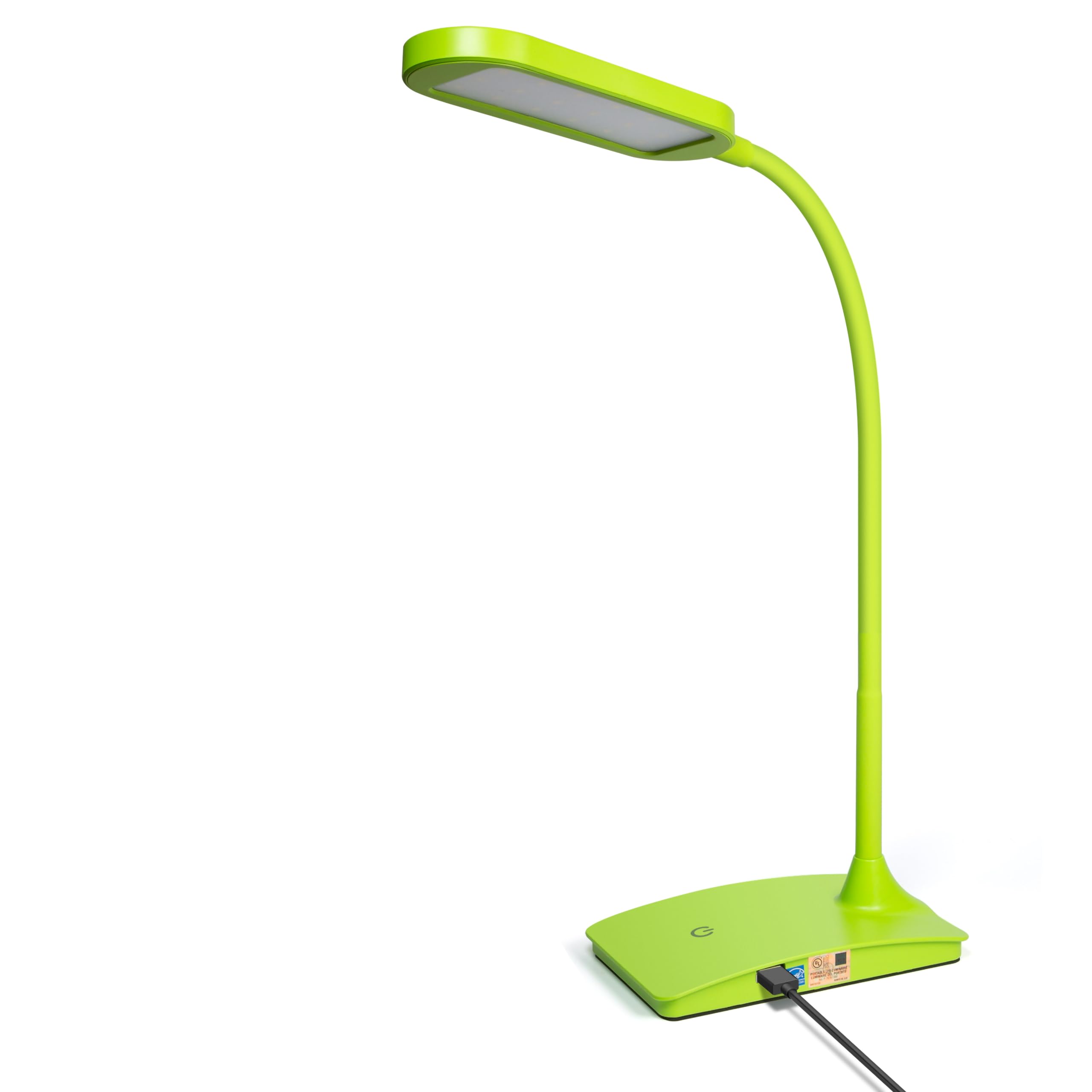 Energy-Efficient Green LED Desk Lamp with USB Charging Port - Adjustable Brightness Study Light for Home Office, Bedside Reading & Workspace Lighting | Perfect for Students, Remote Workers & Nighttime Readers
