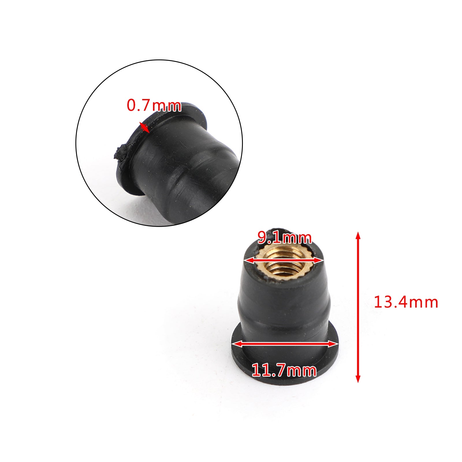 100-Pack M5 Rubber Well Nuts (5mm x 3/8
