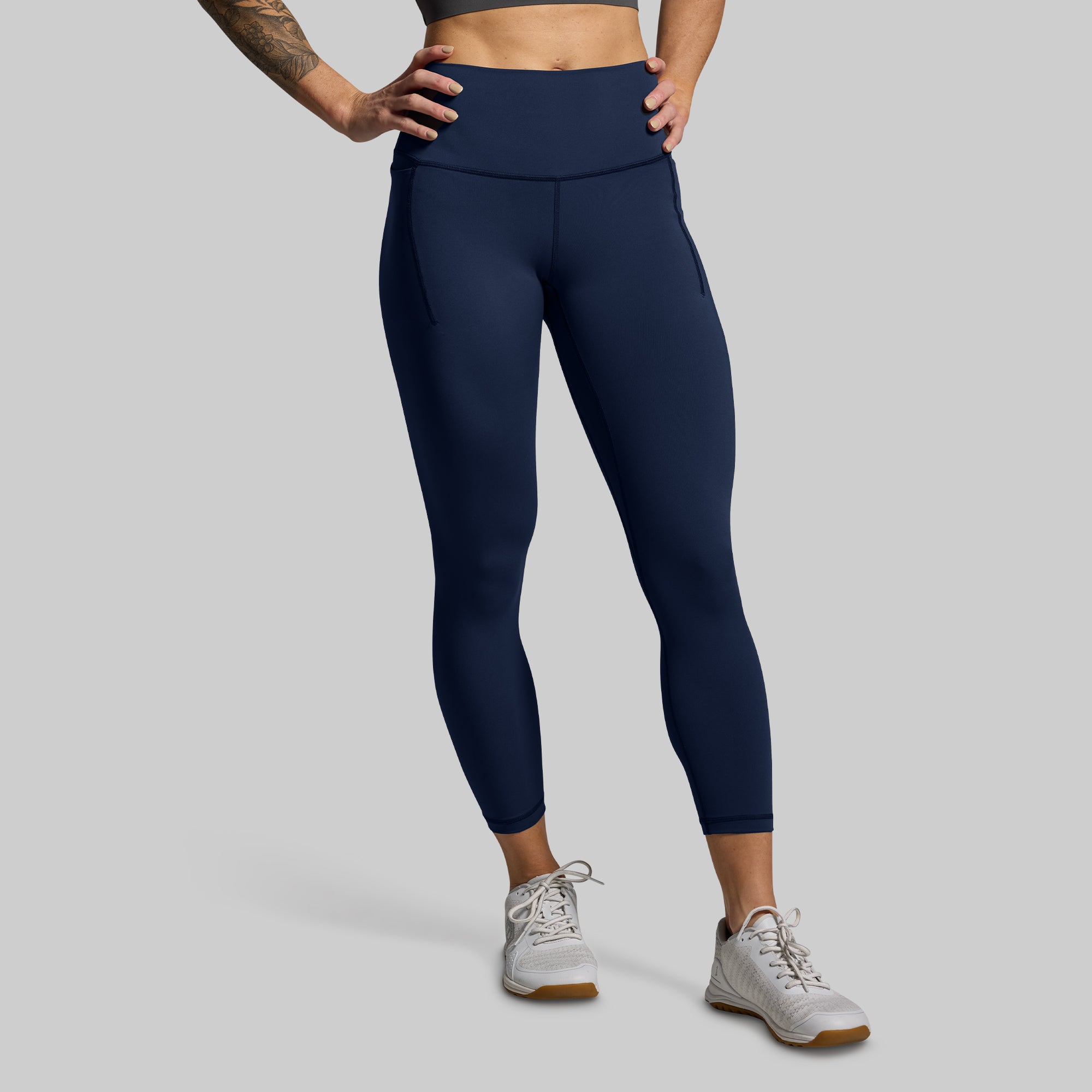 Premium High-Waisted Yoga Leggings with Pockets - BP Navy - Comfortable Workout Pants for Women, Running, Gym & Lounge Wear
