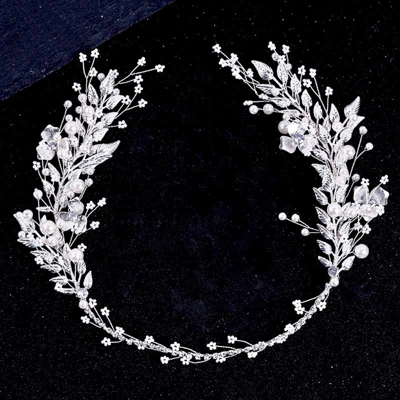 Beth Silver Pearl and Crystal Bridal Headband - Elegant Wedding Hair Accessory for Brides, Bridesmaids & Special Occasions