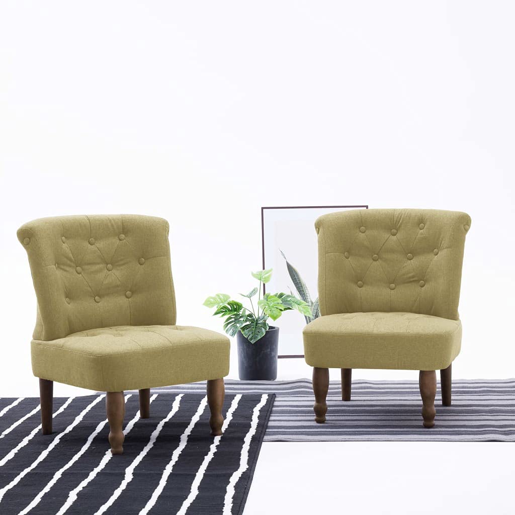 Modern Accent Chair - Tufted Upholstered Fabric Armless Side Chair with Wooden Legs, Set of 2 in Green - Perfect for Living Room, Bedroom, Office or Reading Nook - Cozy Seating for Relaxation, Reading & Small Space Decor