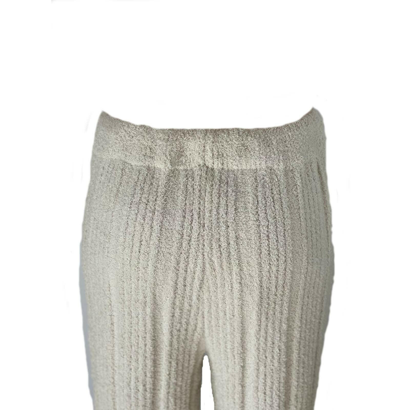 Luxury Solid Color Ribbed Knit Blanket Pants - Ivory | Cozy Loungewear for Home, Travel & Relaxation | Soft Comfortable Stretchy Pajama Bottoms