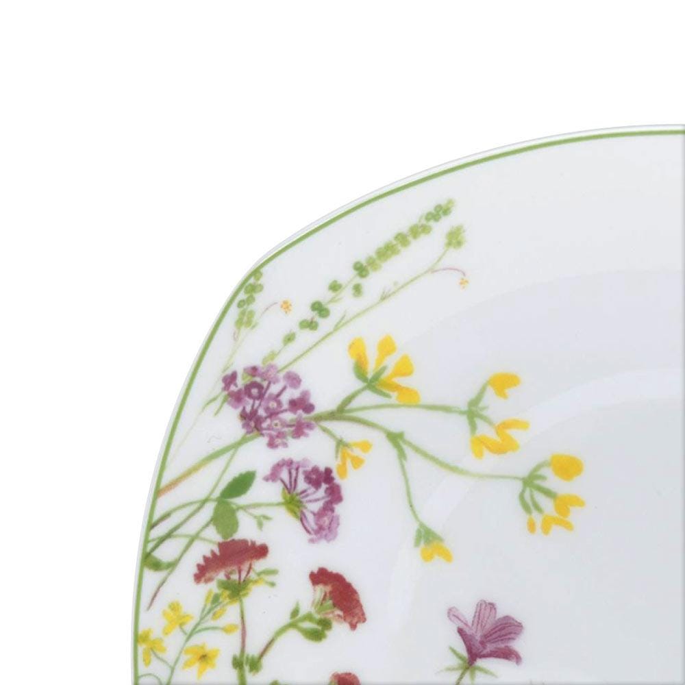 16-Piece Wildflower Garden Square Dinnerware Set - Service for 4, Floral Printed Stoneware Plates & Bowls - Perfect for Spring Brunch, Outdoor Picnics & Farmhouse Dining