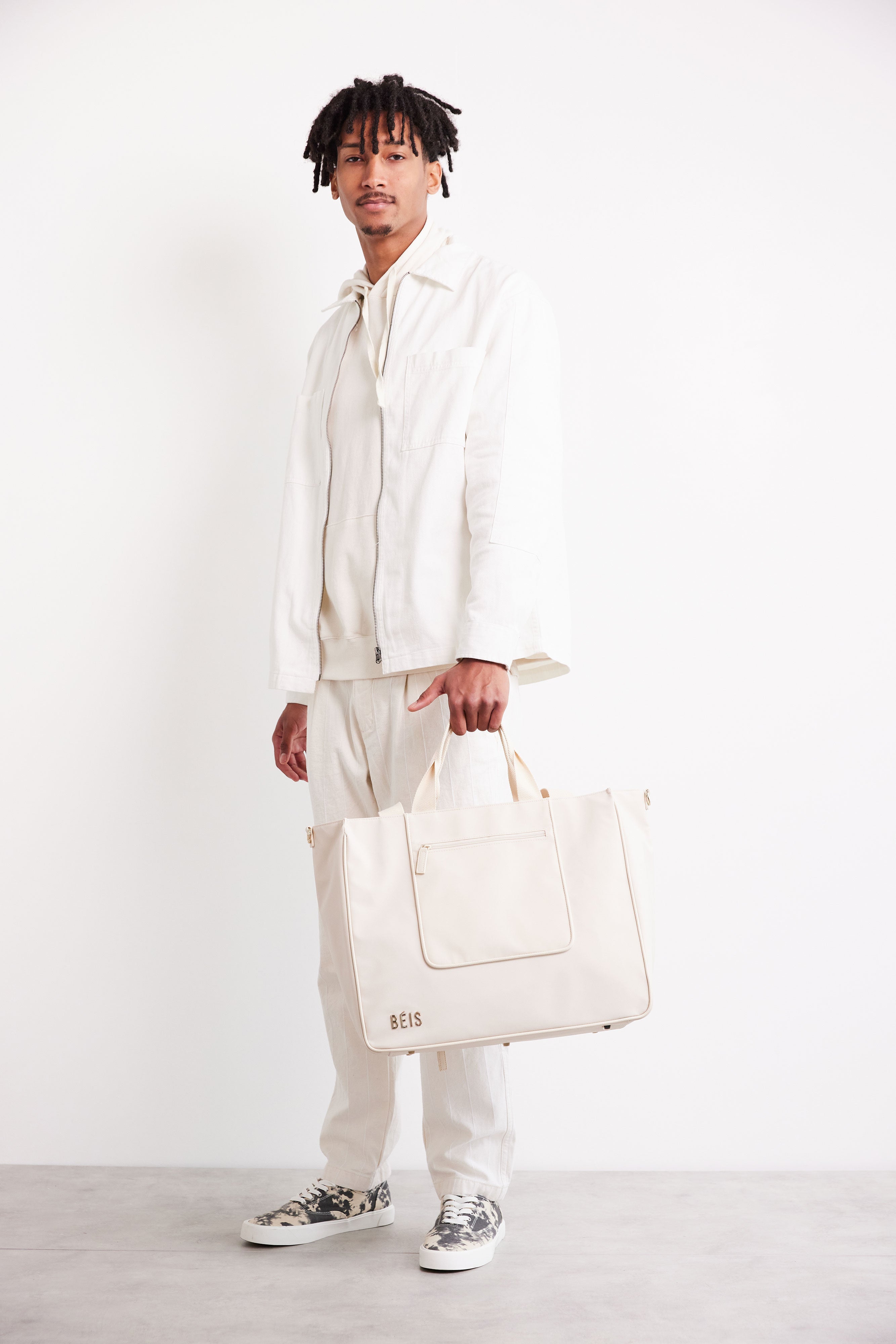 Stylish Beige East to West Tote Bag - Versatile Canvas Shoulder Bag for Women, Perfect for Work, Travel & Everyday Use
