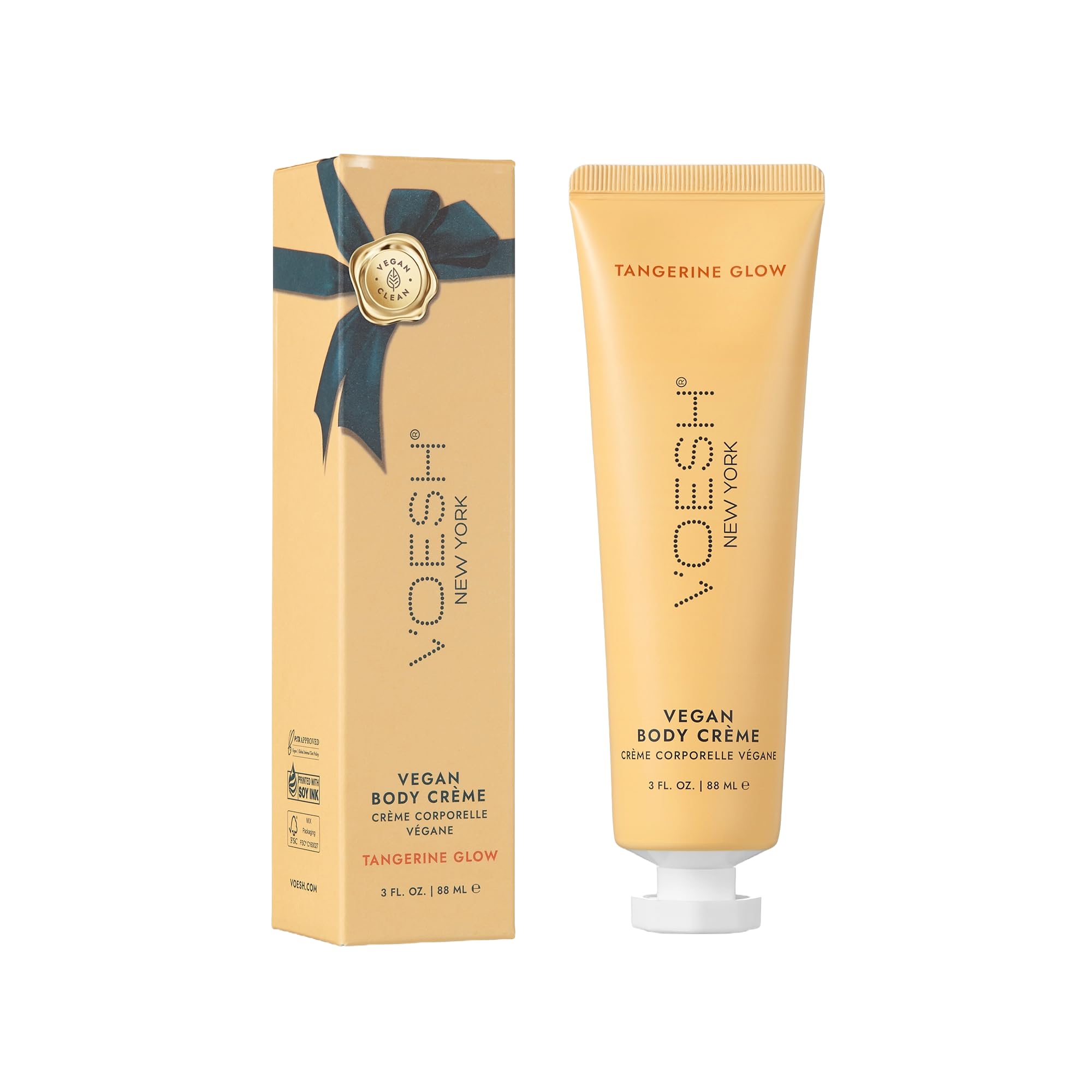 Voesh New York Vegan Velvet Luxe Lotion - Tangerine Glow, 3 oz | Hydrating & Nourishing Body Moisturizer for Dry Skin | Perfect for Daily Use & Spa Days