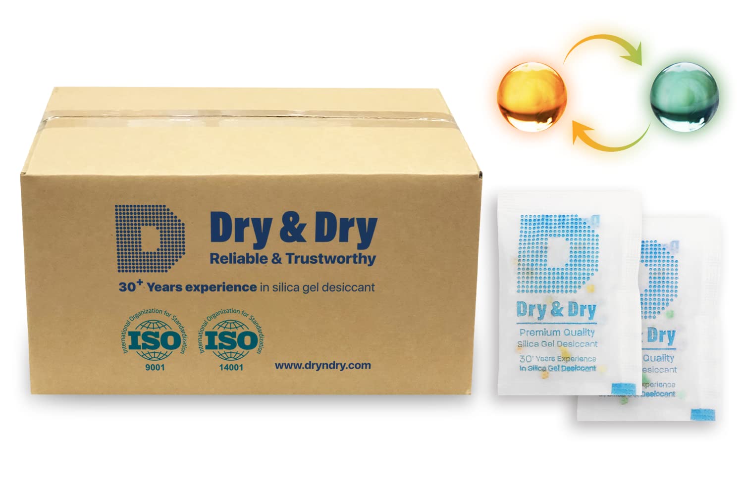 Dry & Dry 5 Gram [2000 Packets] Premium Orange Indicating Silica Gel Desiccant Packets - Food Safe Moisture Absorber for Storage, Electronics, Documents & Pharmaceuticals | Reusable Silica Gel Packets for Home, Office & Industrial Use