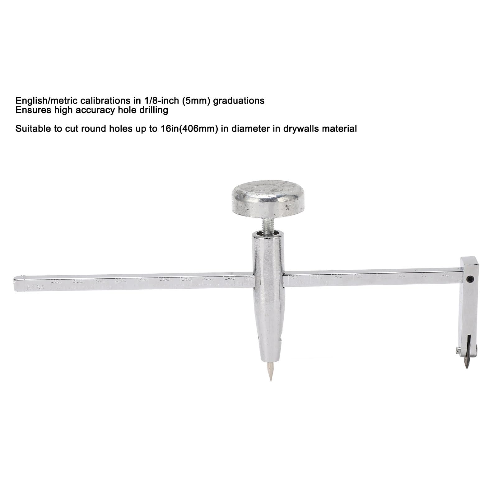 Premium Drywall Circle Hole Cutter - Adjustable Steel Shaft Plasterboard Saw for Perfect Round Cuts | Professional Drywall Cutting Tool for Electrical Boxes, Ceiling Lights & HVAC Installations