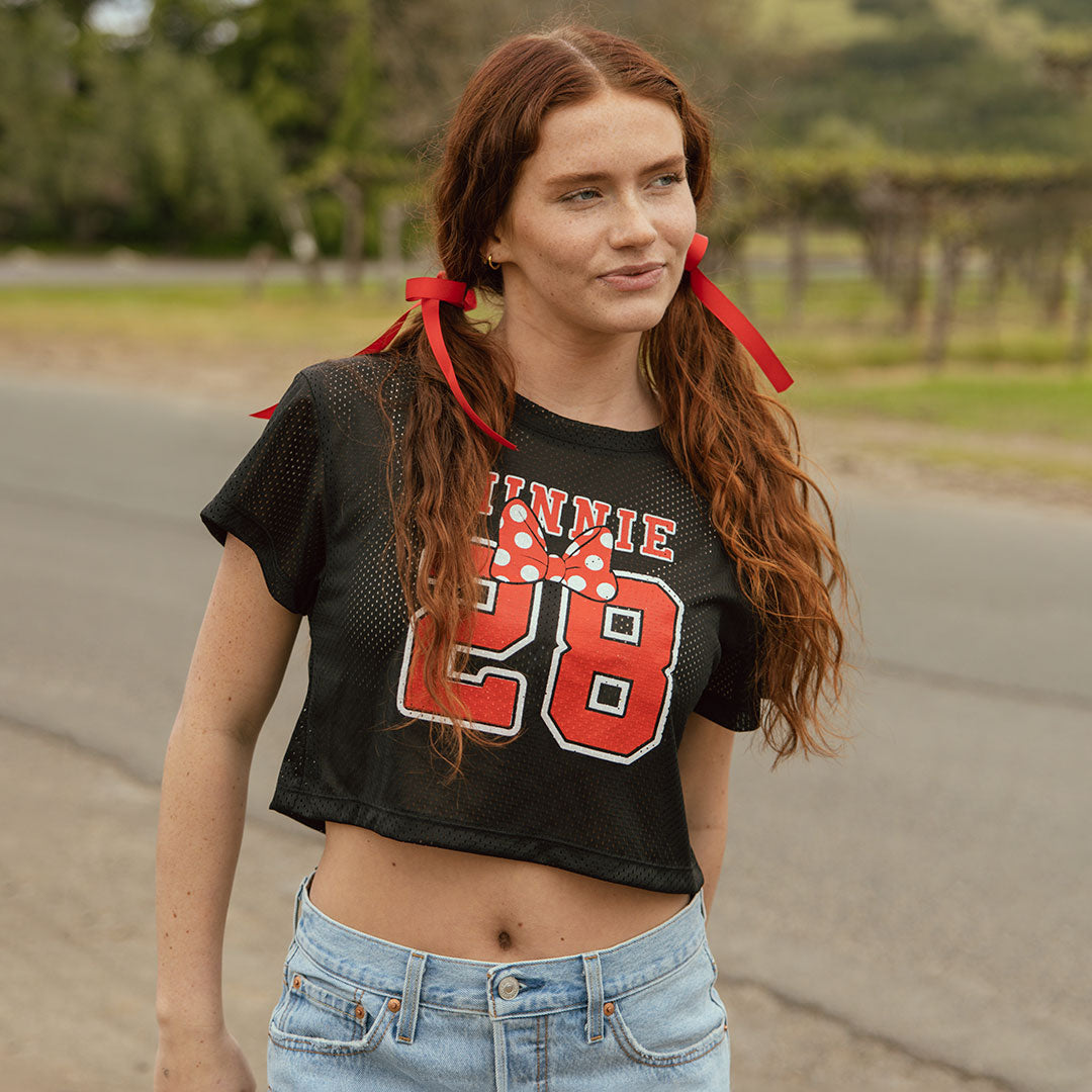 Disney Minnie Mouse Jersey - Black Official Licensed T-Shirt for Women & Girls | Perfect for Disney Parks, Halloween Costumes & Fan Gifts