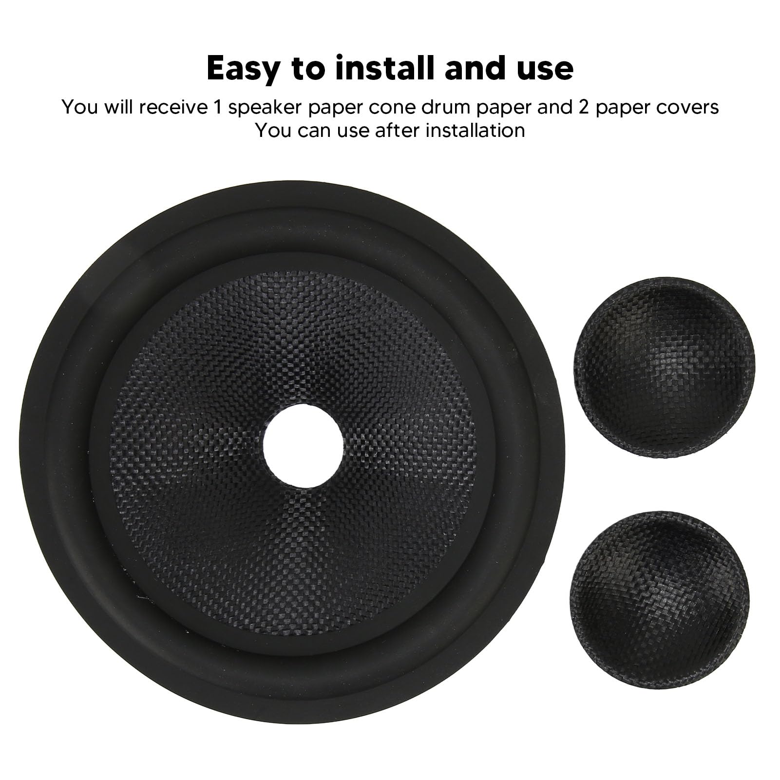 6 Inch Paper Speaker Cone with 1 Inch Inner Diameter - Subwoofer Cone Drum Paper with Rubber Surround & 2 Paper Caps for DIY Speaker Repair and Audio Projects | Perfect for Home Theater, Car Audio, and Professional Sound Systems