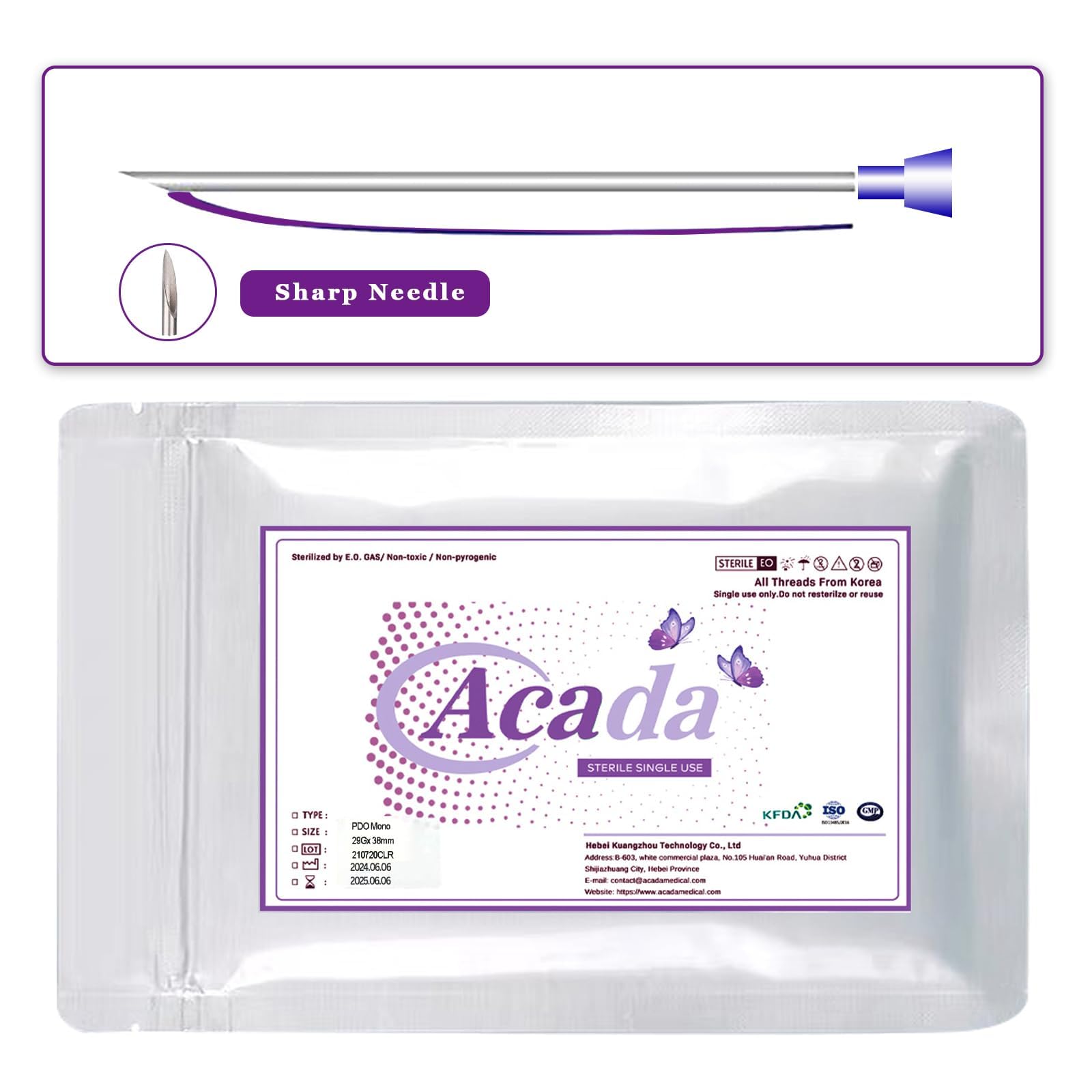 ACADA PDO Threads for Face Lift - 30G 25mm Mono Threads, Smooth PDO Threads for Face Lifting & Collagen Stimulation (40 Pcs) - Anti-Aging Treatment for Wrinkles & Skin Tightening