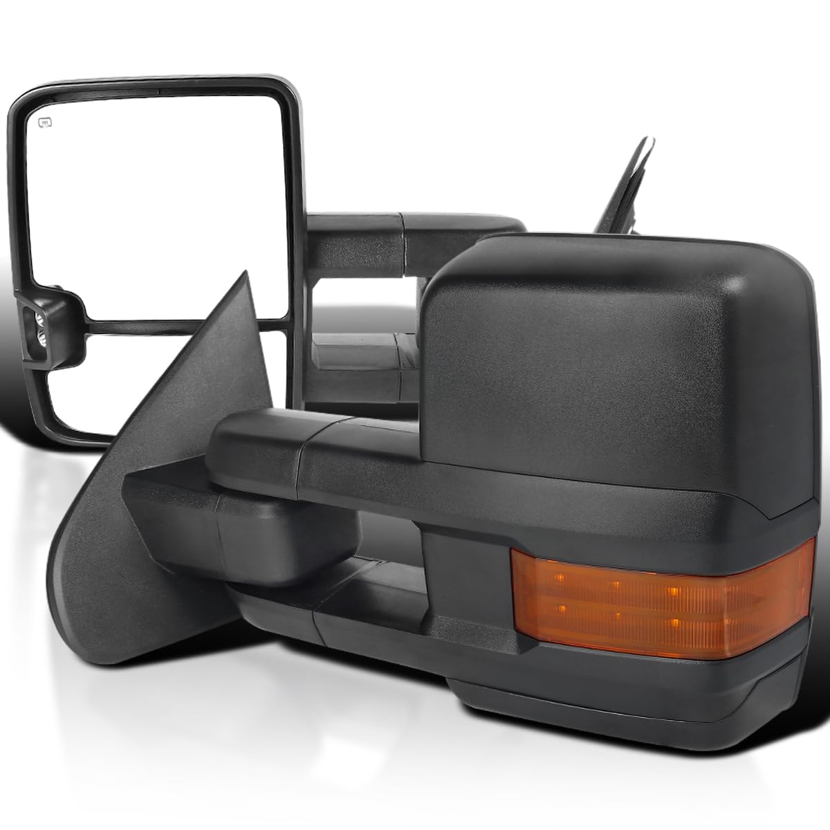 Spec-D Tuning Black Power Heated Towing Mirrors with Temperature Sensor & LED Turn Signal - Compatible with 2014-2018 Chevy Silverado/GMC Sierra 1500/2500HD/3500HD - Perfect for Winter Towing & Off-Road Adventures