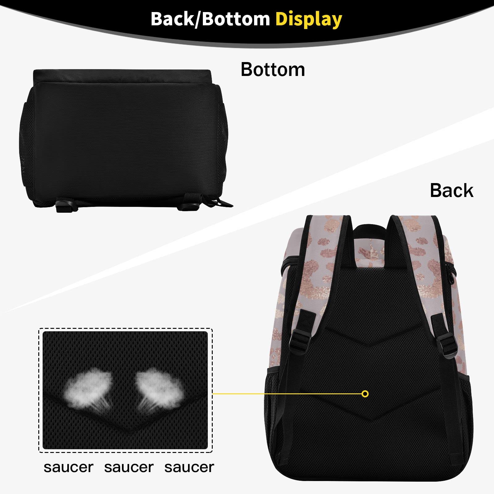Rose Gold Leopard Insulated Cooler Backpack for Women & Men - Heavy Duty Lunch Box for Work, Hiking, Camping, Picnic, Beach & Outdoor Adventures
