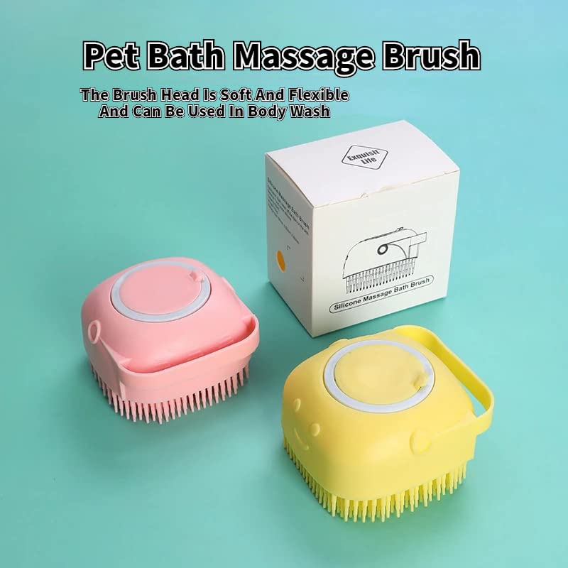 Premium Silicone Pet Grooming Brush for Dogs & Cats - Gentle Massage & Hair Removal Tool for Short & Long Hair Pets - Perfect for Bath Time & Daily Brushing (Pink) - Great for Shedding Control & Coat Shine