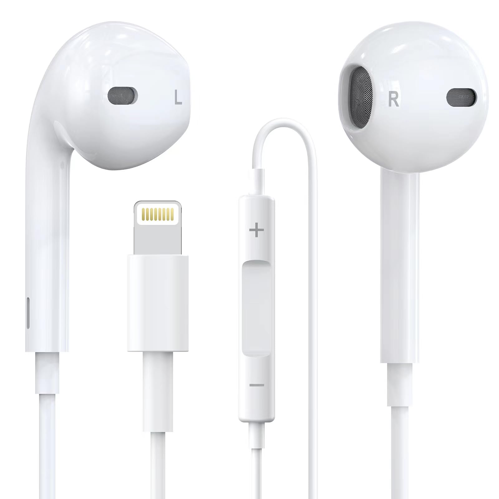 MFi Certified Wired Earbuds for iPhone - Lightning Connector Headphones with Microphone & Remote | Compatible with iPhone 14/13/12/11/XR/XS/X/8/7/SE | Perfect for Gym, Commuting & Hands-Free Calls (White)