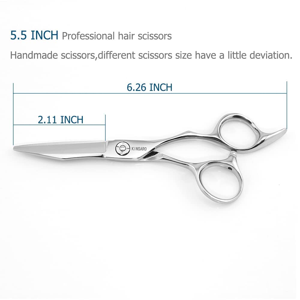 Professional 5.5 Inch Barber Scissors Set - Japan 440C Stainless Steel Hair Shears for Precision Haircut & Styling | Salon & Home Use Hair Cutting Tools by Kinsaro