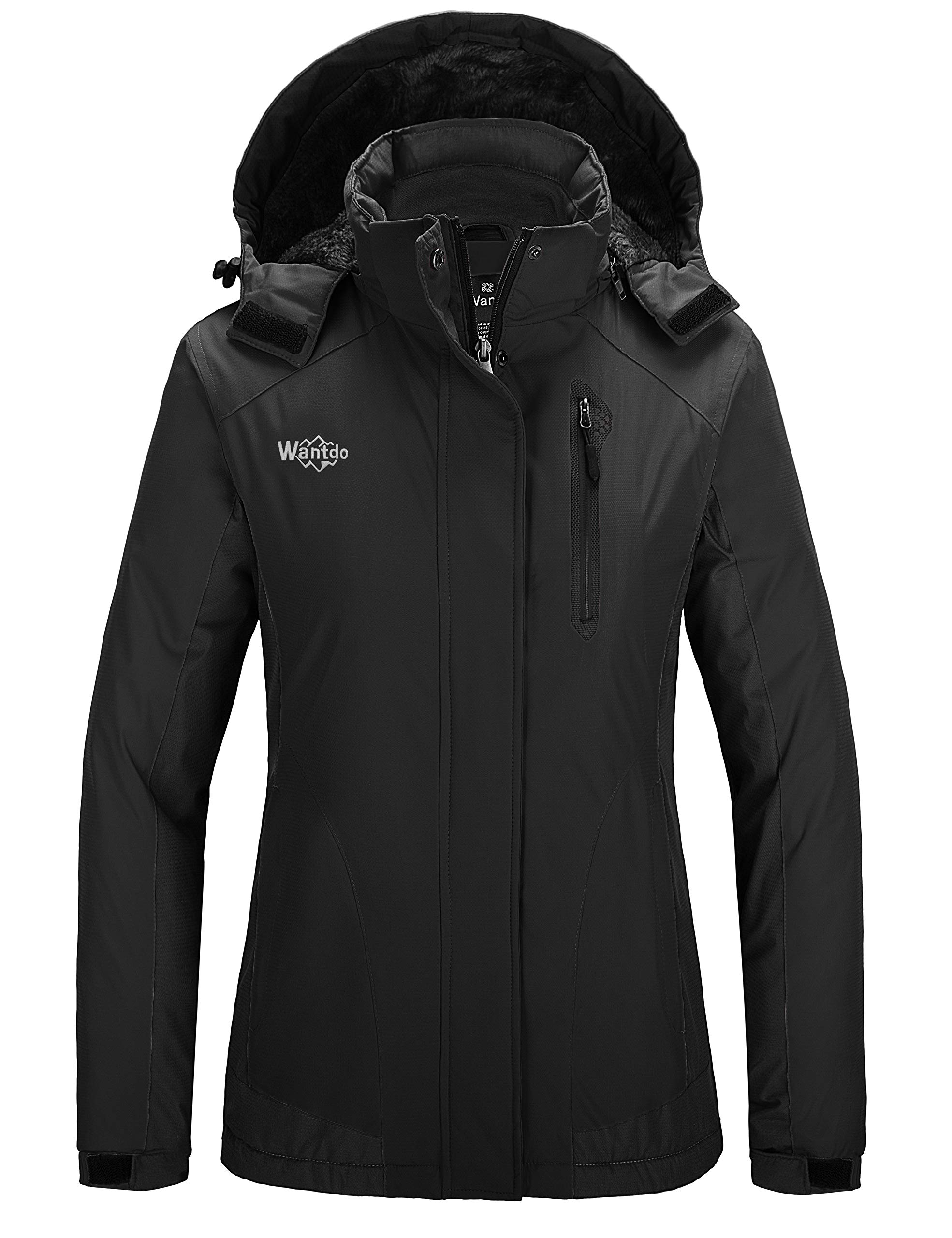 Wantdo Women's Waterproof Ski Jacket - Windproof Winter Coat with Fleece Lining, Warm Insulated Rain Jacket for Skiing, Snowboarding & Outdoor Activities