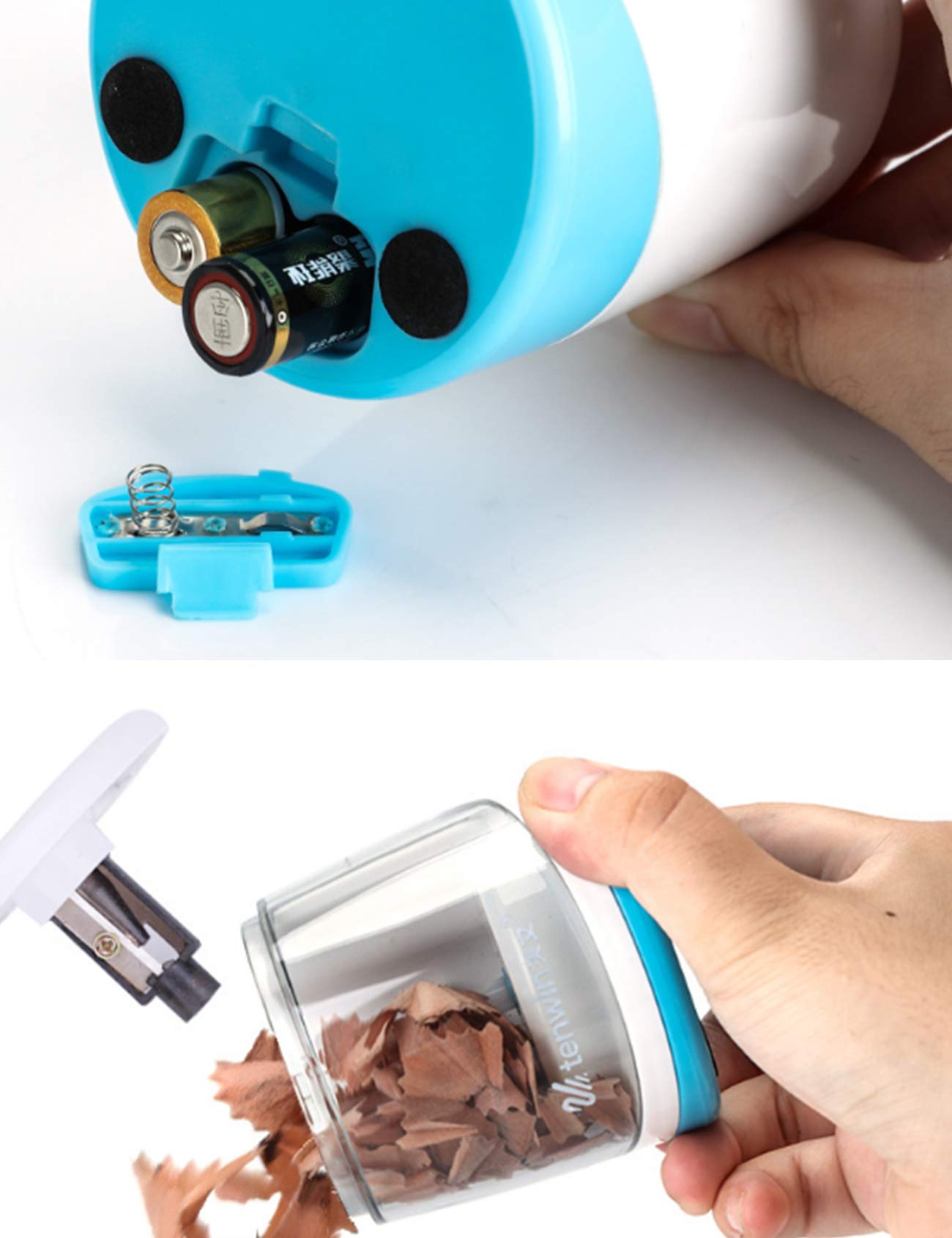Electric Pencil Sharpener - Battery Operated, Blue - Perfect for School, Office & Home Use