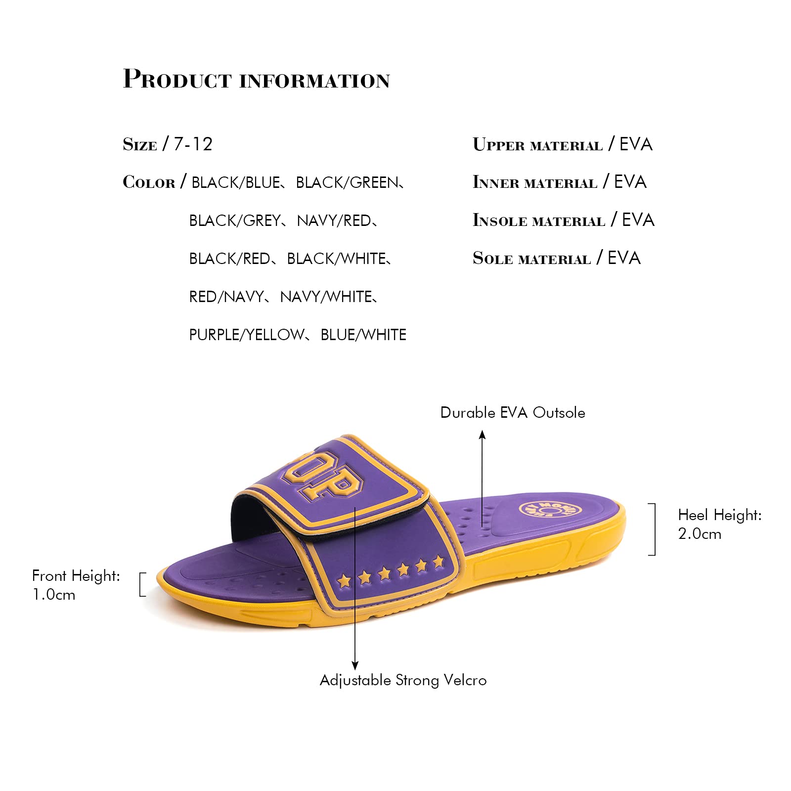 **FUNKYMONKEY Men's Slide Sandals - Adjustable Upper, Quick-Dry Comfort Footbed - Perfect for Beach, Pool, Shower & Casual Wear**
