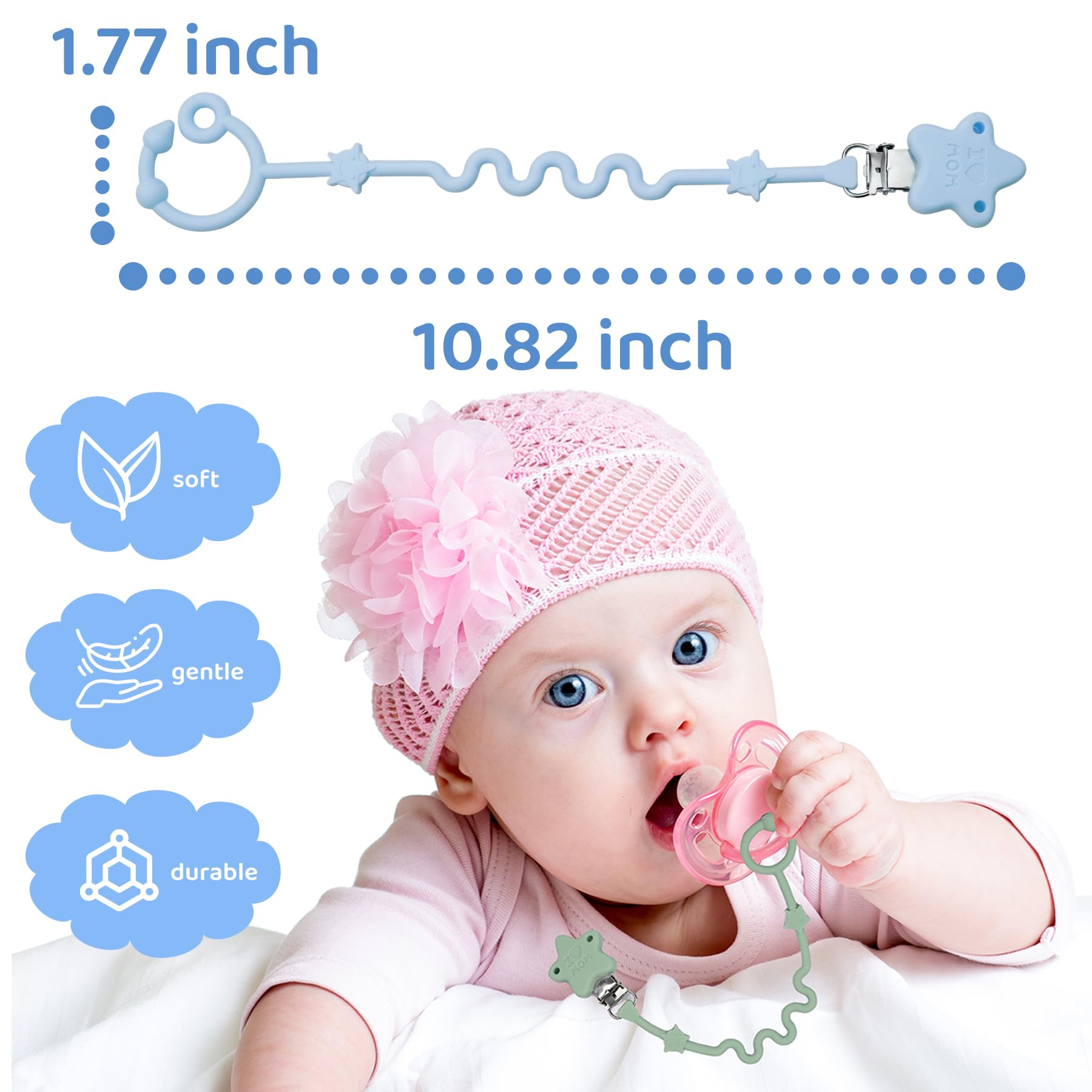 RTMOK 6-Pack Silicone Baby Toy Straps & Pacifier Clips - Multi-Color Teething Toy Holder for Car Seats, High Chairs, Strollers, Cribs & Rocking Chairs | Secure & Safe Infant Accessories for Feeding, Travel & Playtime